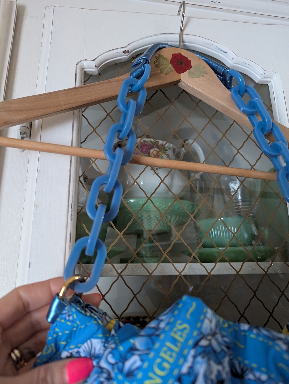 VTG Y2K Ed Hardy Bobbi Bondage Blue Yellow Floral Chain-Handle Shoulder Bag - Picture 12 of 13